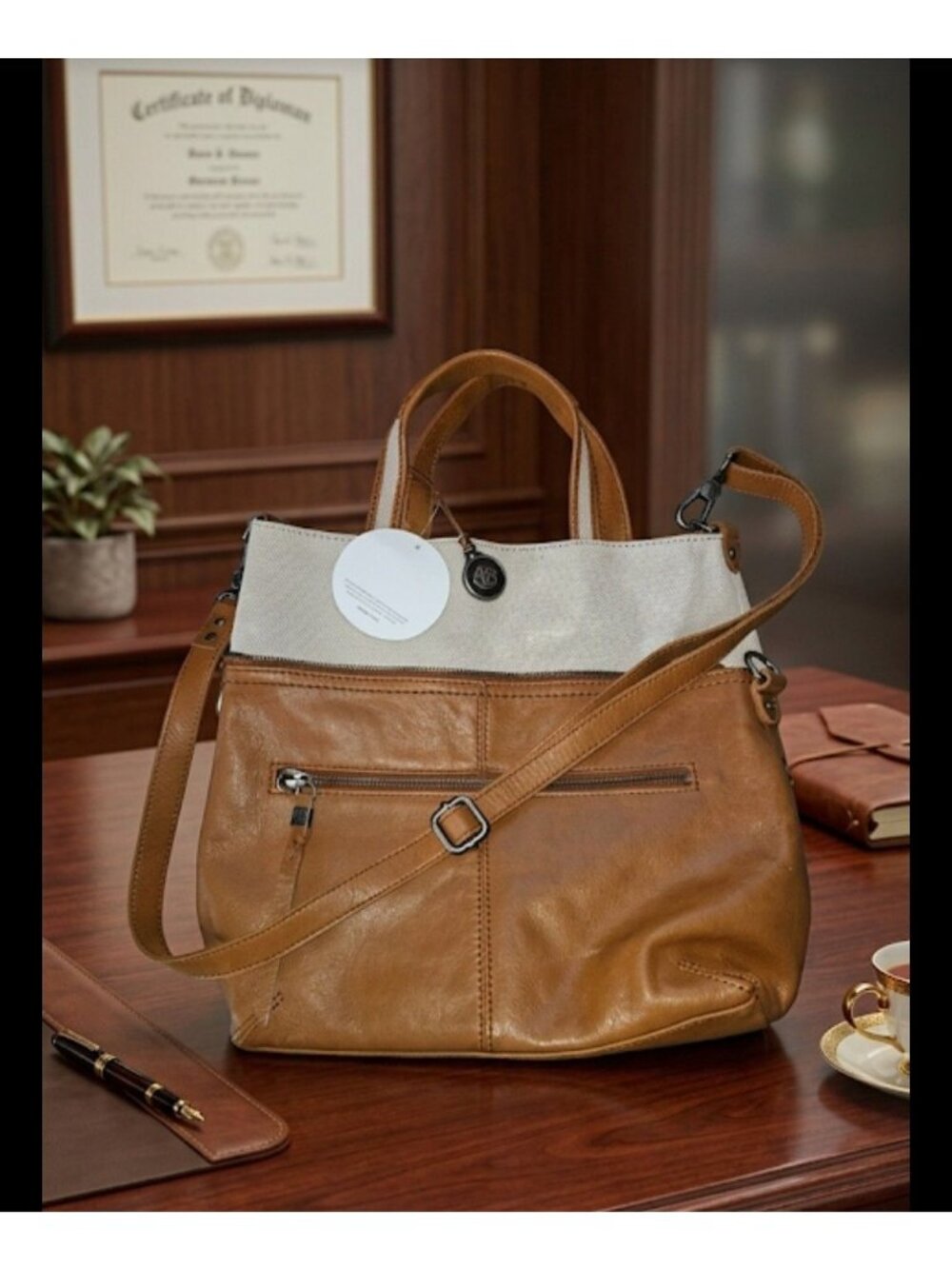 The Sak Brea Leather Crossbody Satchel Top Handle Convertible Tote Bag